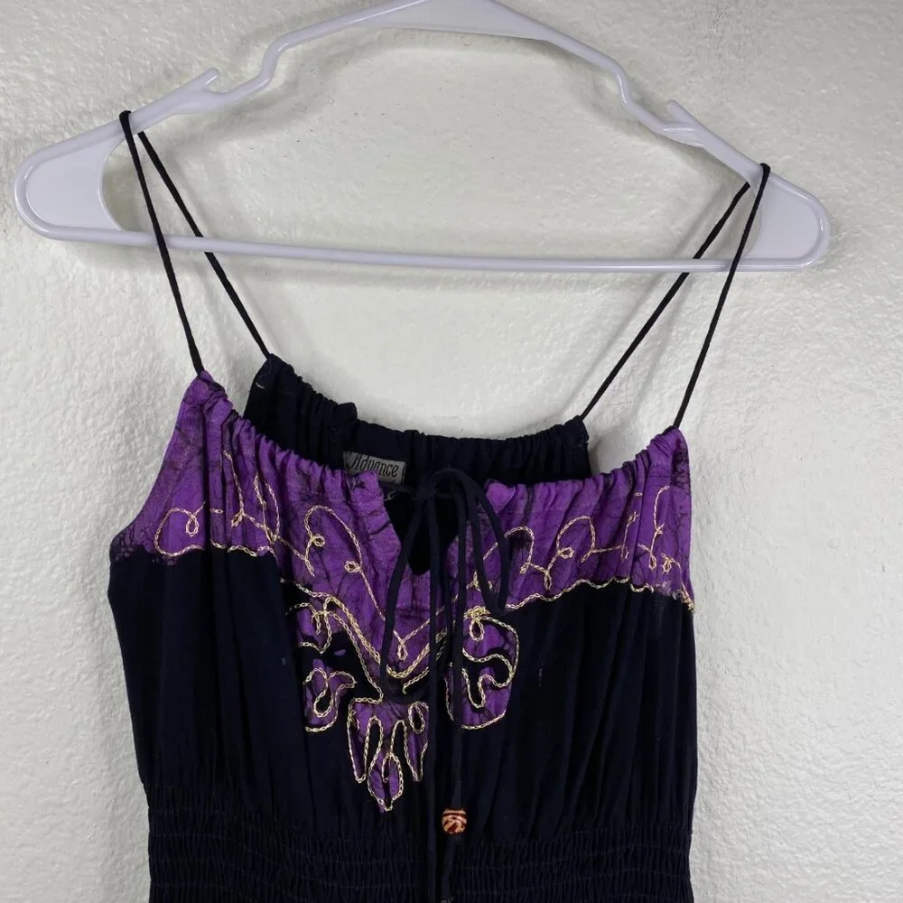 Advanced Apparel Dress Women's Sleeveless Smocked Purple Free Size Boho Fairy